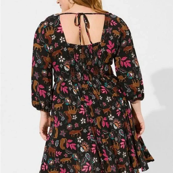 Torrid Black Floral Long Sleeve Dress - Picture 6 of 6
